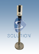 Paal met touch free desinfectie dispenser en ingebouwde thermometer